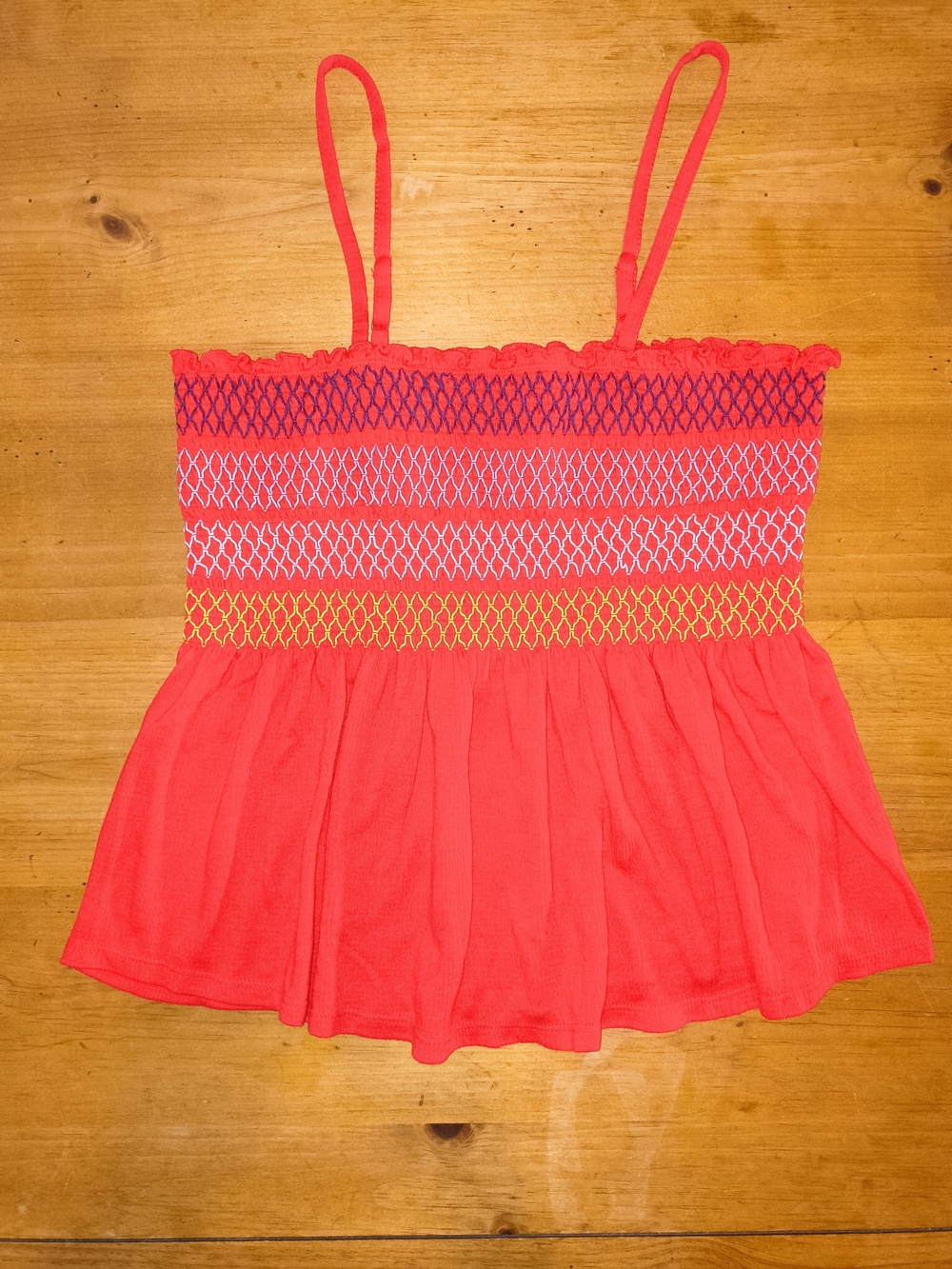 Women's Red Smocked Tank Top